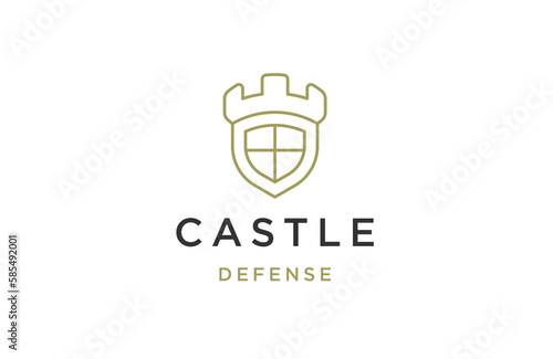 Castle defense line logo icon design template flat vector