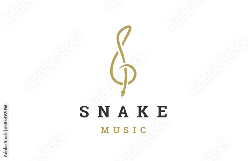 Snake music note logo icon design template flat vector