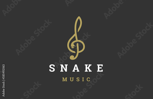 Snake music note logo icon design template flat vector