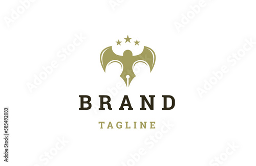 Pen axe logo icon design template flat vector