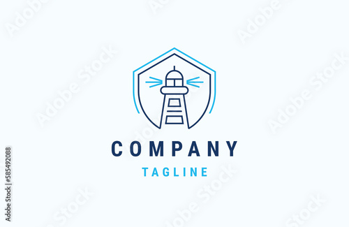 Lighthouse defense logo icon design template flat vector