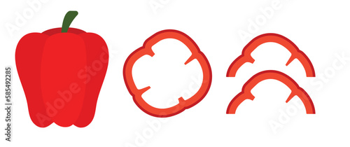 Set of red bell pepper or paprika in different forms vector illustration