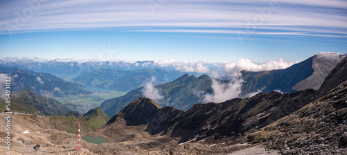 Kitzsteinhorn, Hohe Tauern National Park, Austria. Panoramic view from the mountain top. 