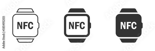 Digital watch icon with NFC. Vector illustration.