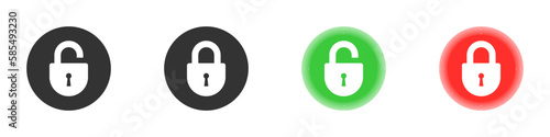 Locked unlocked icons. Vector illustration.