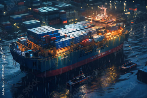 Autonomous cargo ships equipped with artificial intelligence technology optimize shipping routes and reduce transportation costs