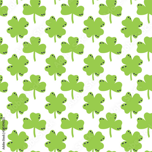 Saint Patrick s Day vector seamless pattern with bright green clover. Irish background for print  textile  wrapping paper  fabric