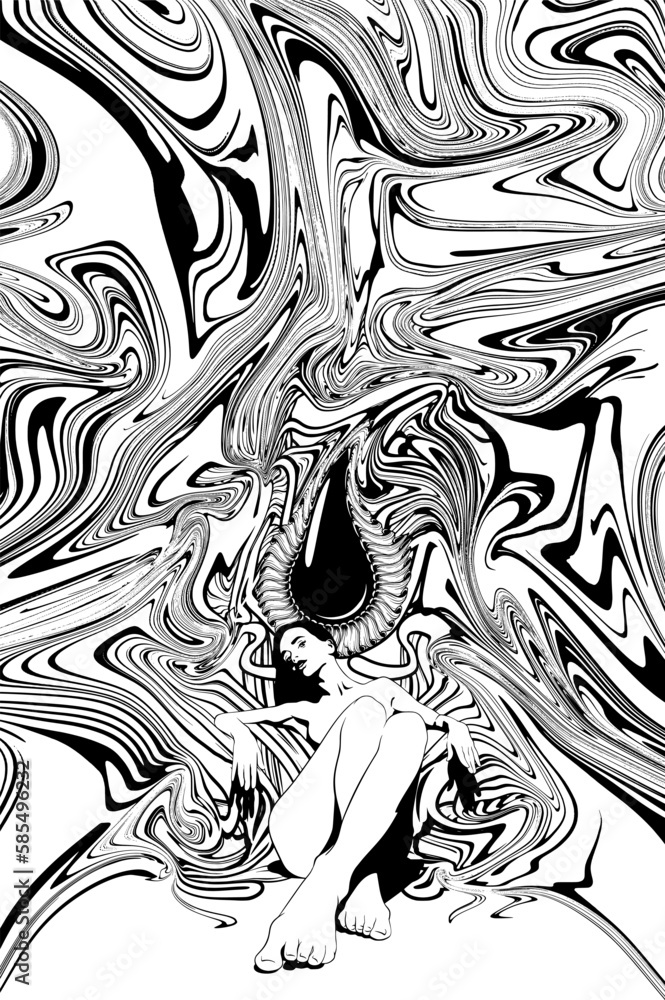 Vector hand drawn surreal trendy illustration. Vector hand drawn surreal trendy illustration.
