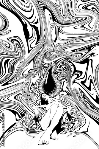 Vector hand drawn surreal trendy illustration.