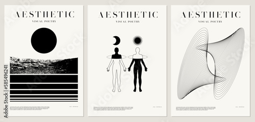 Vector minimalistic placard with illustration. Creative abstract artwork with hand drawn silhouette .