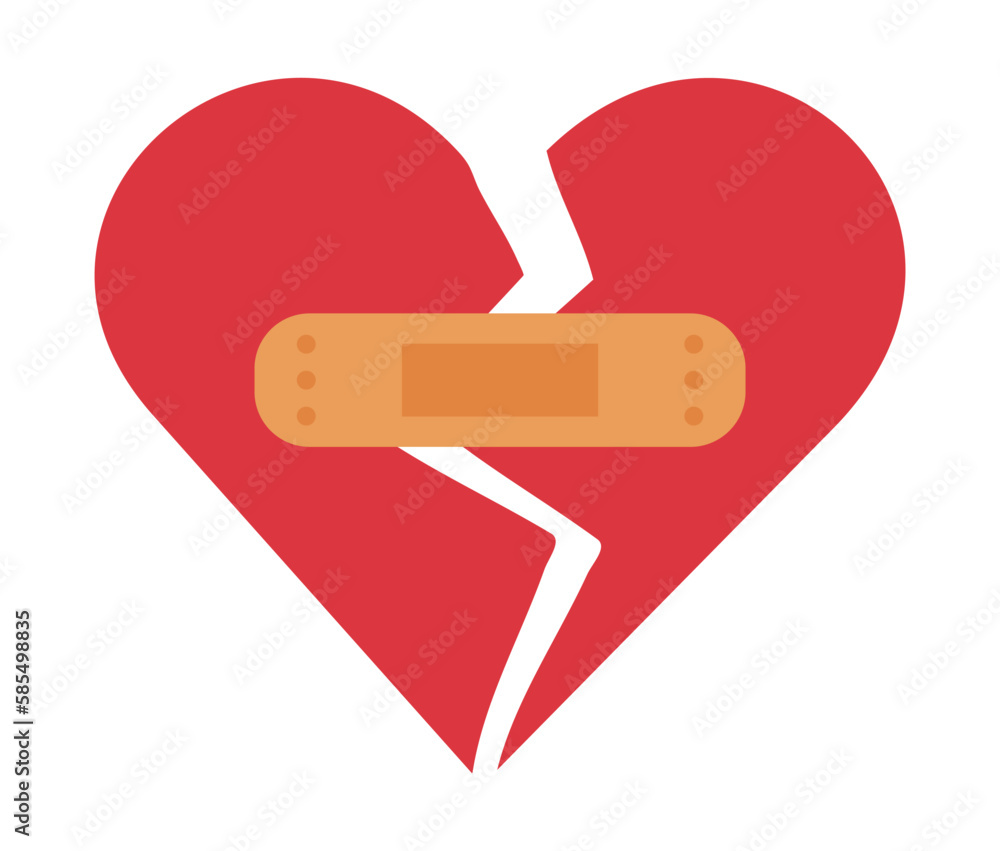 Broken heart with adhesive plaster. Reconciliation concept Broken heart with adhesive plaster. Reconciliation concept