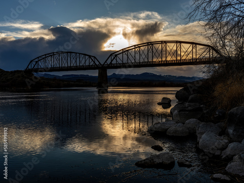Remote metal structure bridge on a wild Idaho river
