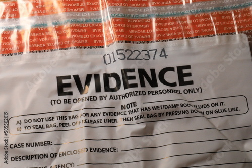 Sealed evidence bag for forensic clues photo