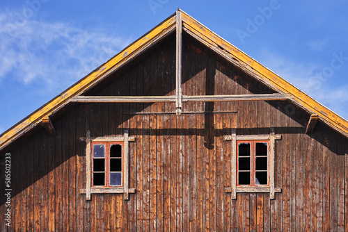 detail of a barn to the blue sky photo