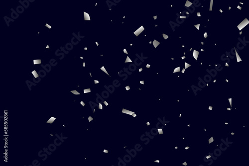 Silver shine of confetti on a black background. Illustration of a drop of shiny particles.