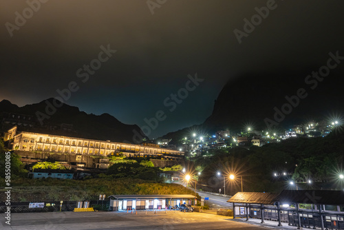 Night view of the thirteen Layer Remains in Jiufen jinguashi, taiwan. 九份金瓜石十三層遺址