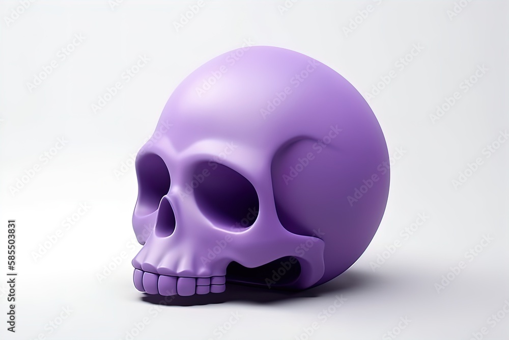 Obraz premium Detailed purple human skull 3d render illustration on isolated white background