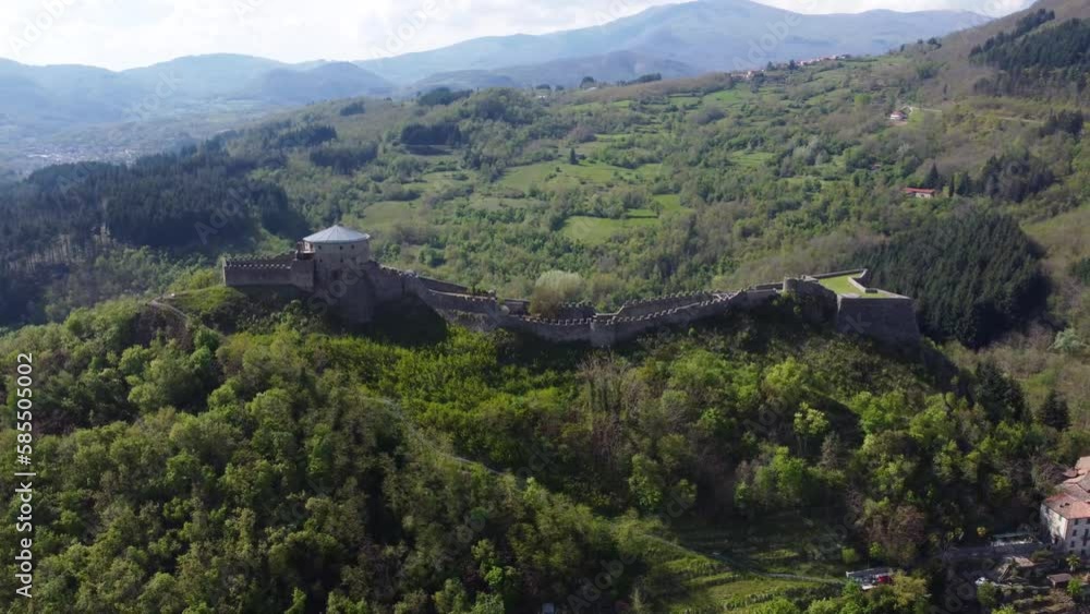Aerial shots of the medieval fortress of Verrucole in Tuscany, San Romano in Garfagnana, Lucca Aerial shots of the medieval fortress of Verrucole in Tuscany, San Romano in Garfagnana, Lucca