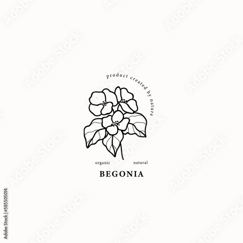 Slika na platnu Line art begonia flower illustration