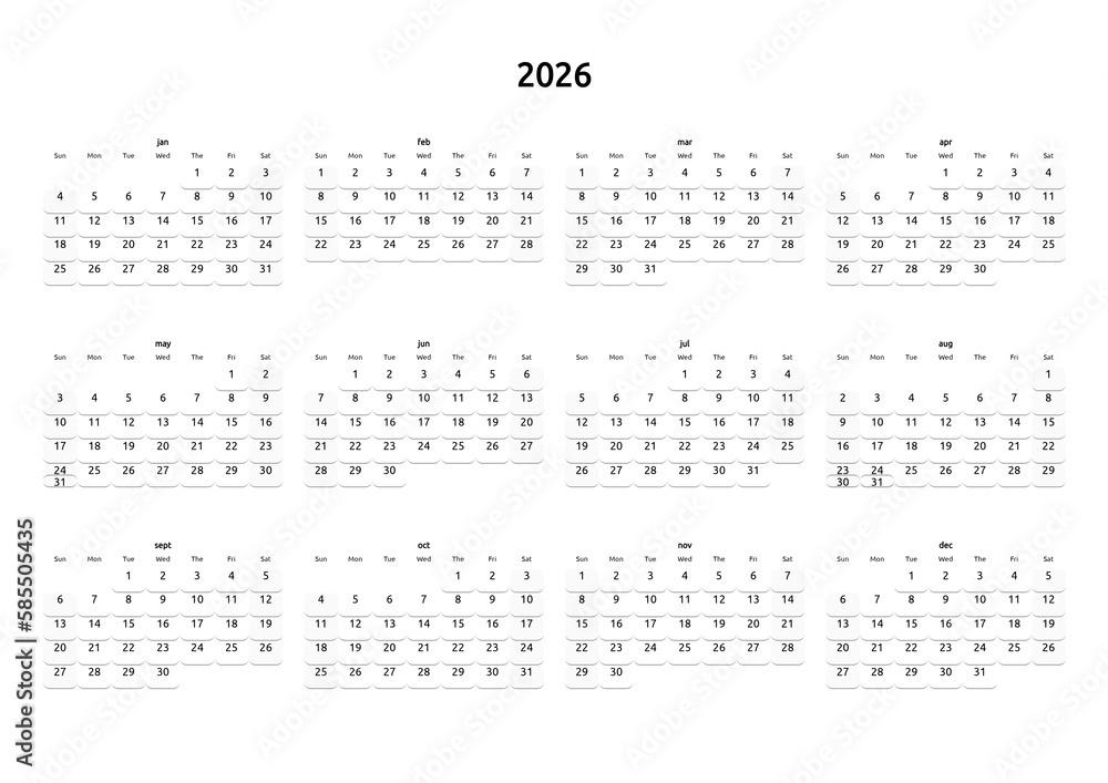calendar of 2026 calendar of 2026