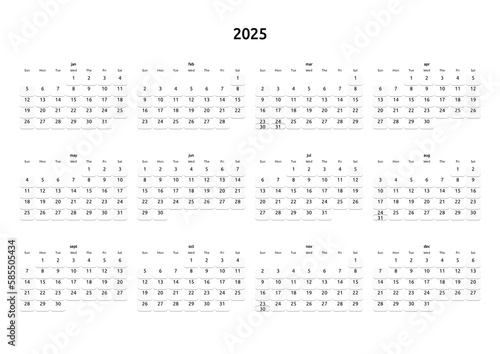 calendar of 2025