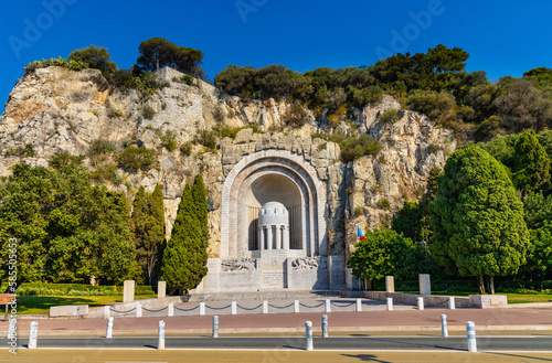 Monument aux Morts Memorial to Fallen on Rauba Capeu in World War I at Chateau Castle Hill in historic Nice Port district on French Riviera in France