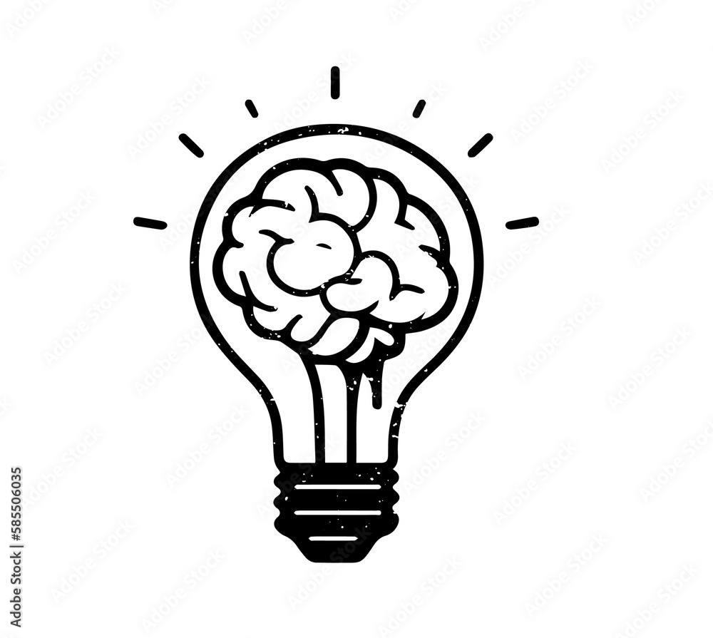 Lightbulb and Brain icon. Creativity/Innovation icon. Lightbulb and Brain icon. Creativity/Innovation icon.