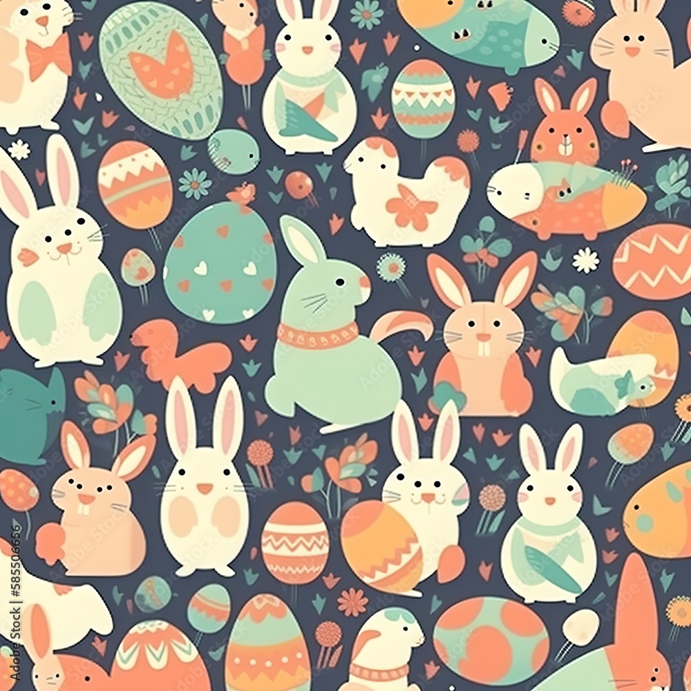 Obraz premium cartoon easter pattern - Generative AI