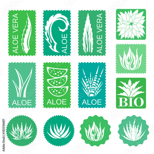 Aloe vera design elements. Stencil style.