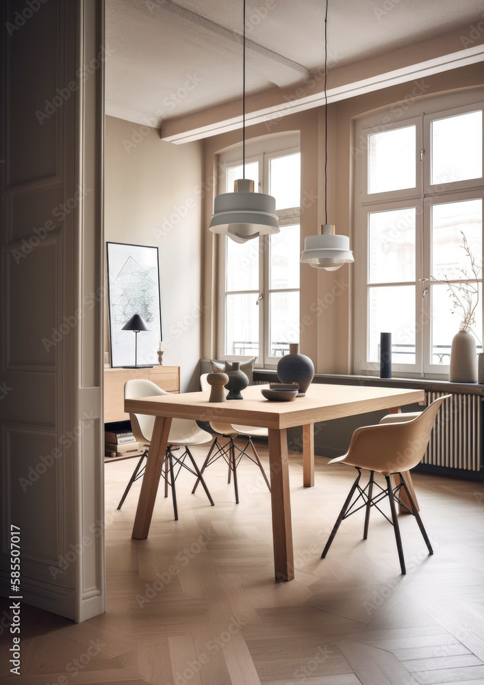 Fototapeta premium Interior design in a beautiful and stylish apartment, perfect for a cozy lifestyle