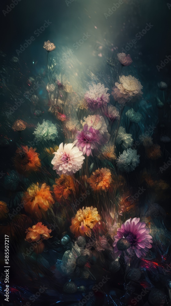 Flowers abstract texture background made with generative ai