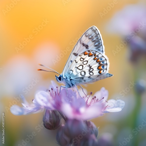 white butterfly on a white and pink flower