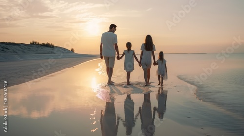 Family walking on the beach concept  made with generative ai