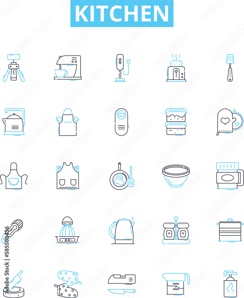 Kitchen vector line icons set. Kitchen, Room, Home, Cooking, Remodel, Appliance, Design illustration outline concept symbols and signs