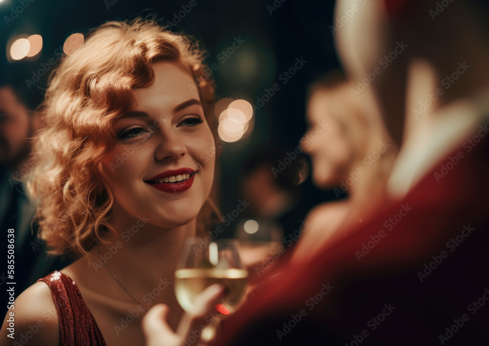 Party scene from a festive night club with happy people and friends