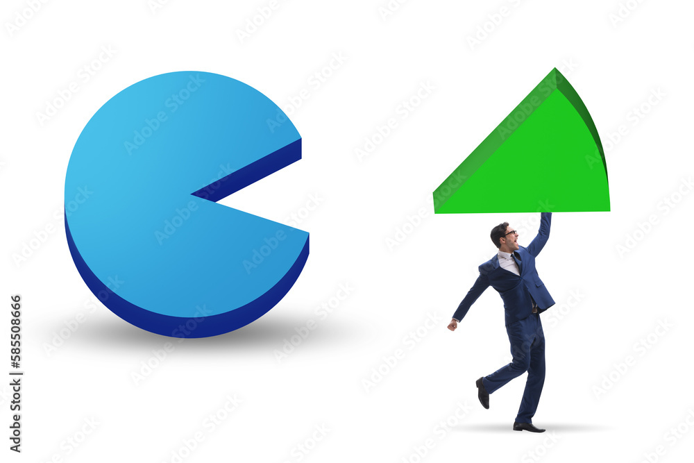 Businessman with pie chart in business concept Businessman with pie chart in business concept