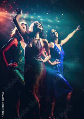 Party scene from a festive night club with happy people and friends