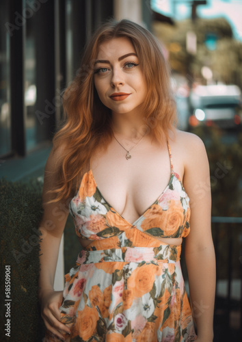 Beautiful girl wearing a cute summer dress in the summertime