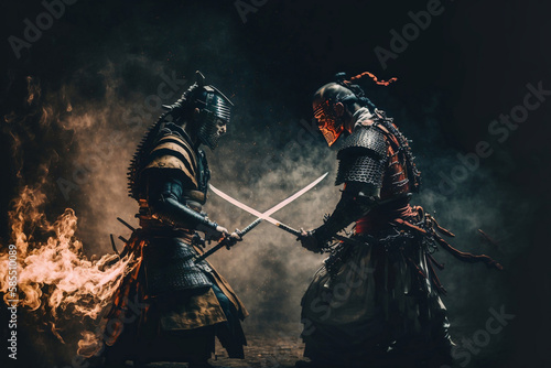 Ancient Japanese Swordman, Samurai, Duel, generative ai