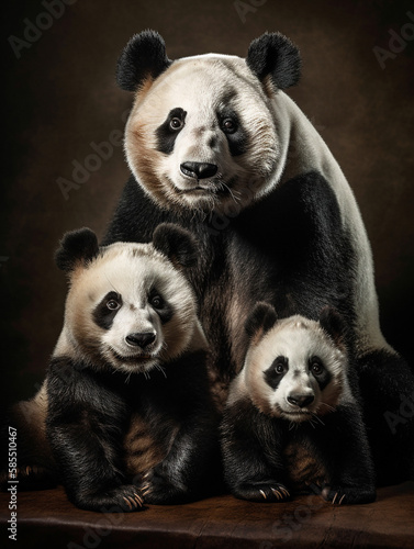 Giant Panda family portrait