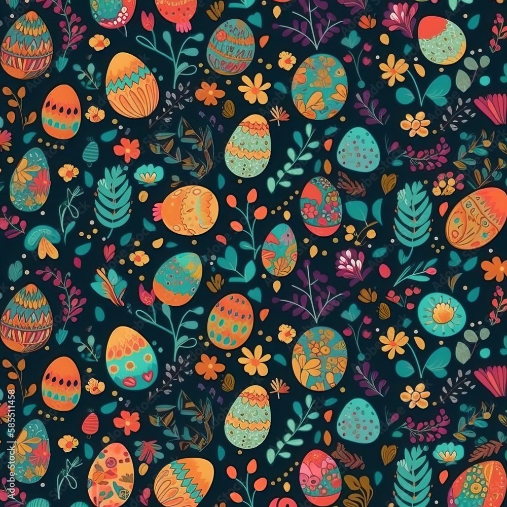 cartoon easter pattern - Generative AI cartoon easter pattern - Generative AI