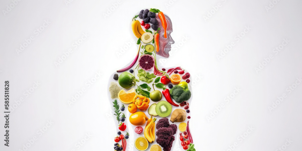 Fresh food in human body, Best nutrition for human concept wallpaper. Fresh and Wholesome Food to Keep You Healthy and Strong. Generative AI