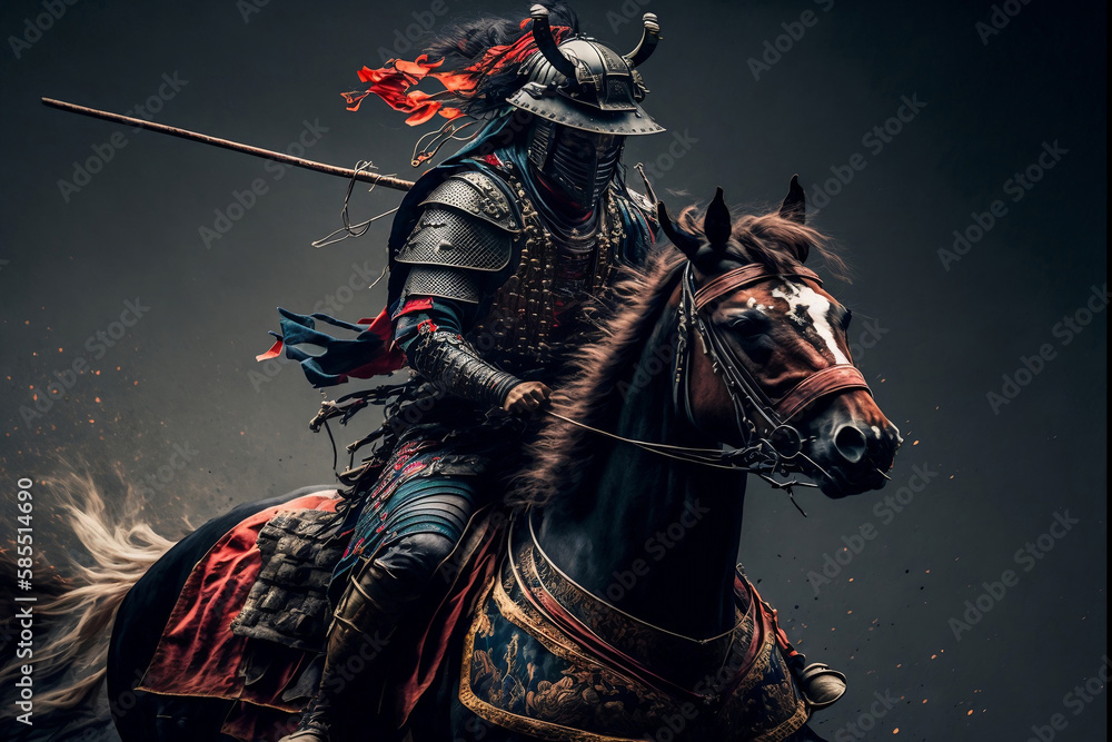 The Majestic Samurai on Horseback, generative ai The Majestic Samurai on Horseback, generative ai