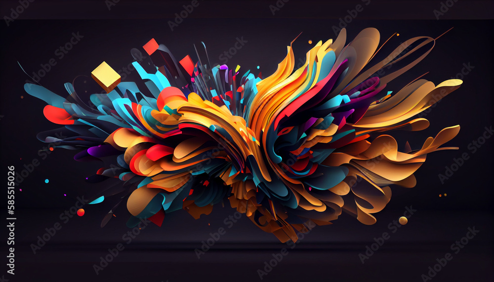 Experience an explosive 3D abstract background with vibrant colors ...