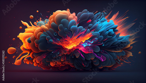 Experience an explosive 3D abstract background with vibrant colors, dynamic shapes, and pulsating energy. Toon shading, bold outlines, and 8K resolution create a striking visual impact.