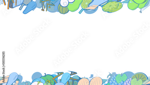Background pattern abstract design texture. Tennis and Fruits. Horizontal seamless stripes. Border frame, transparent background. Theme is about netting, berries, sports judge, inventory