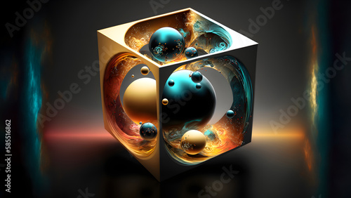 abstract cuboid representation of fourth dimension space, neural network generated art. Digitally generated image. Not based on any actual person, scene or pattern.