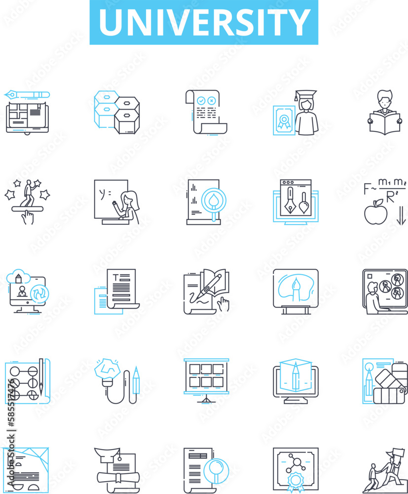 University vector line icons set. College, University, School, Higher-education, Campus, Academic, Institute illustration outline concept symbols and signs University vector line icons set. College, University, School, Higher-education, Campus, Academic, Institute illustration outline concept symbols and signs