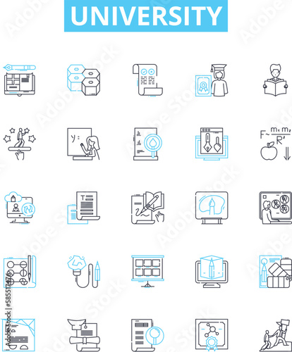 University vector line icons set. College, University, School, Higher-education, Campus, Academic, Institute illustration outline concept symbols and signs