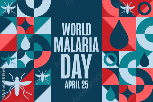 World Malaria Day. April 25. Holiday concept. Template for background, banner, card, poster with text inscription. Vector EPS10 illustration.
